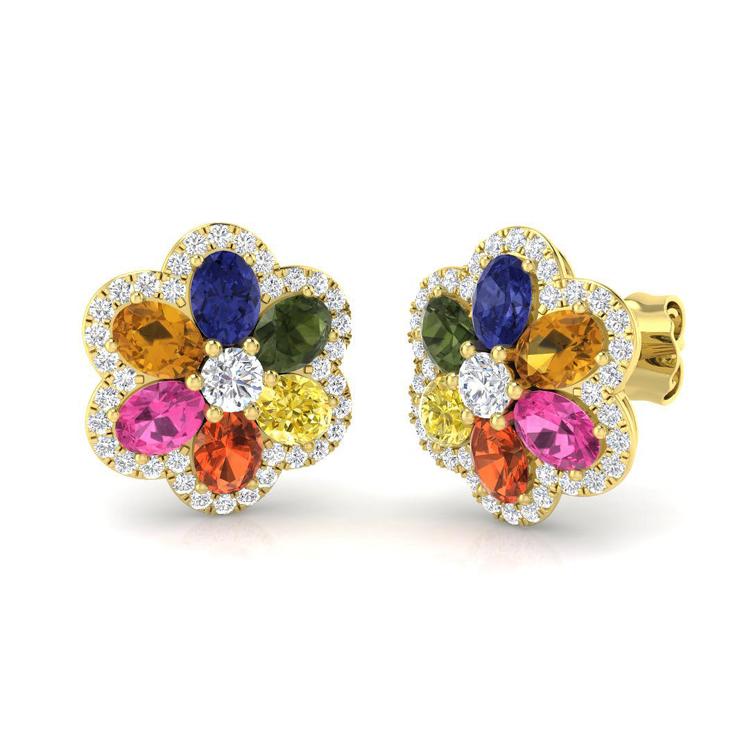 Oval Multi Sapphire Earrings