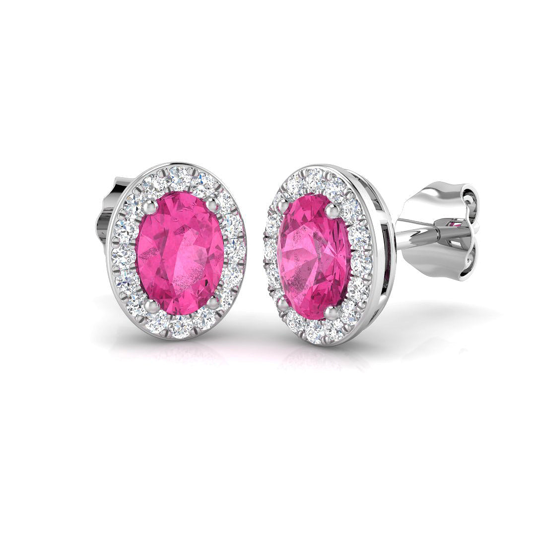 Oval Pink Sapphire Earrings