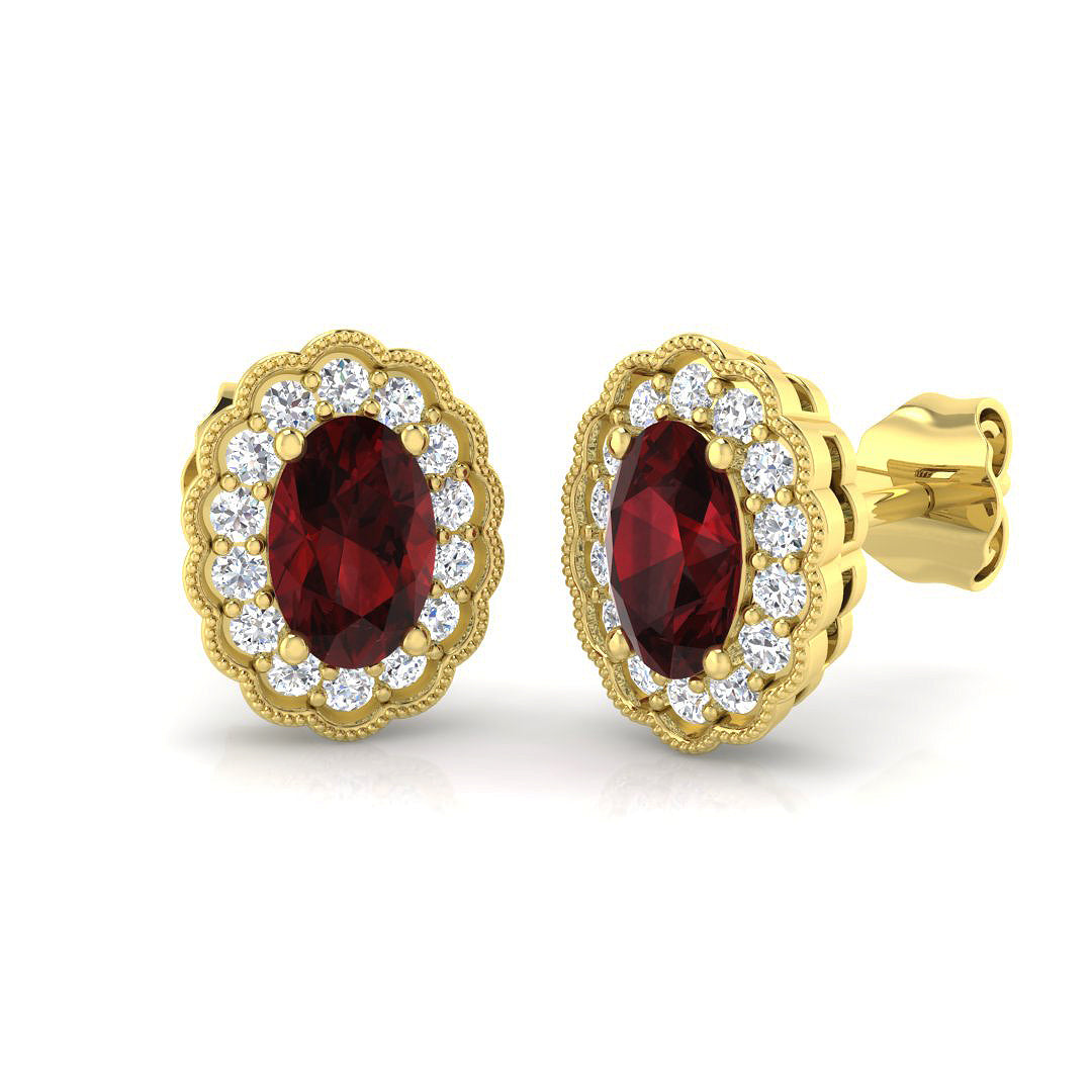 Oval Gemstone Earrings