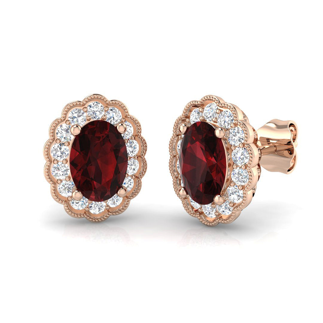 Oval Garnet Earrings