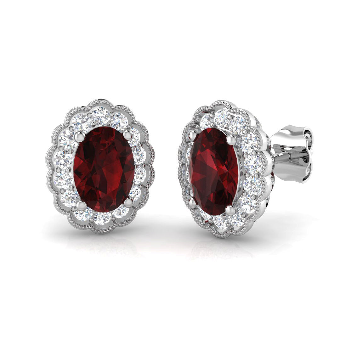 Oval Garnet Earrings