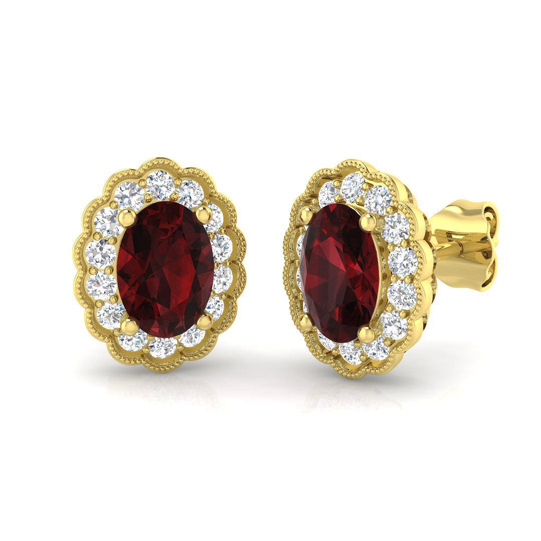 Oval Garnet Earrings
