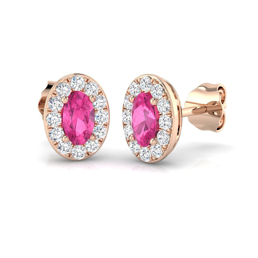 Oval Pink Sapphire Earrings