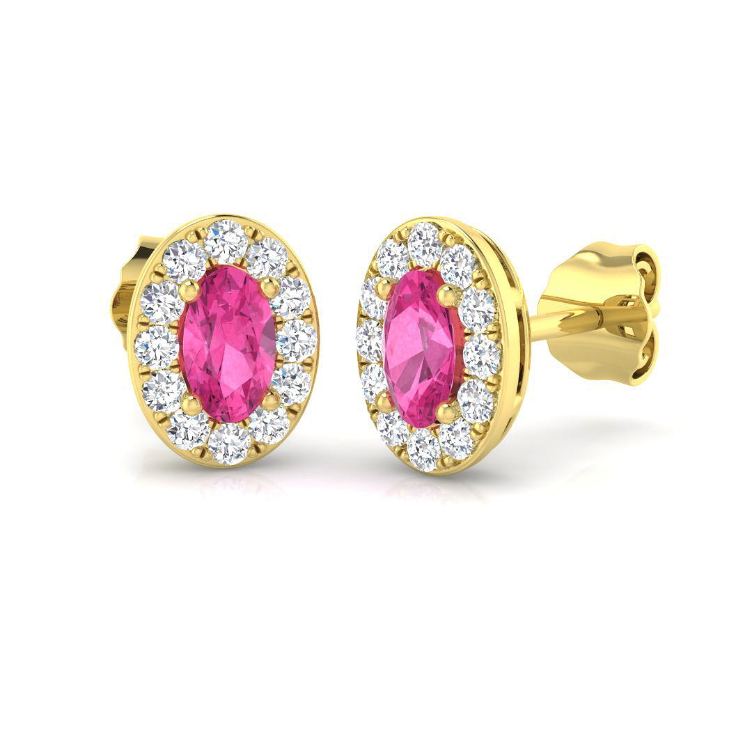 Oval Pink Sapphire Earrings