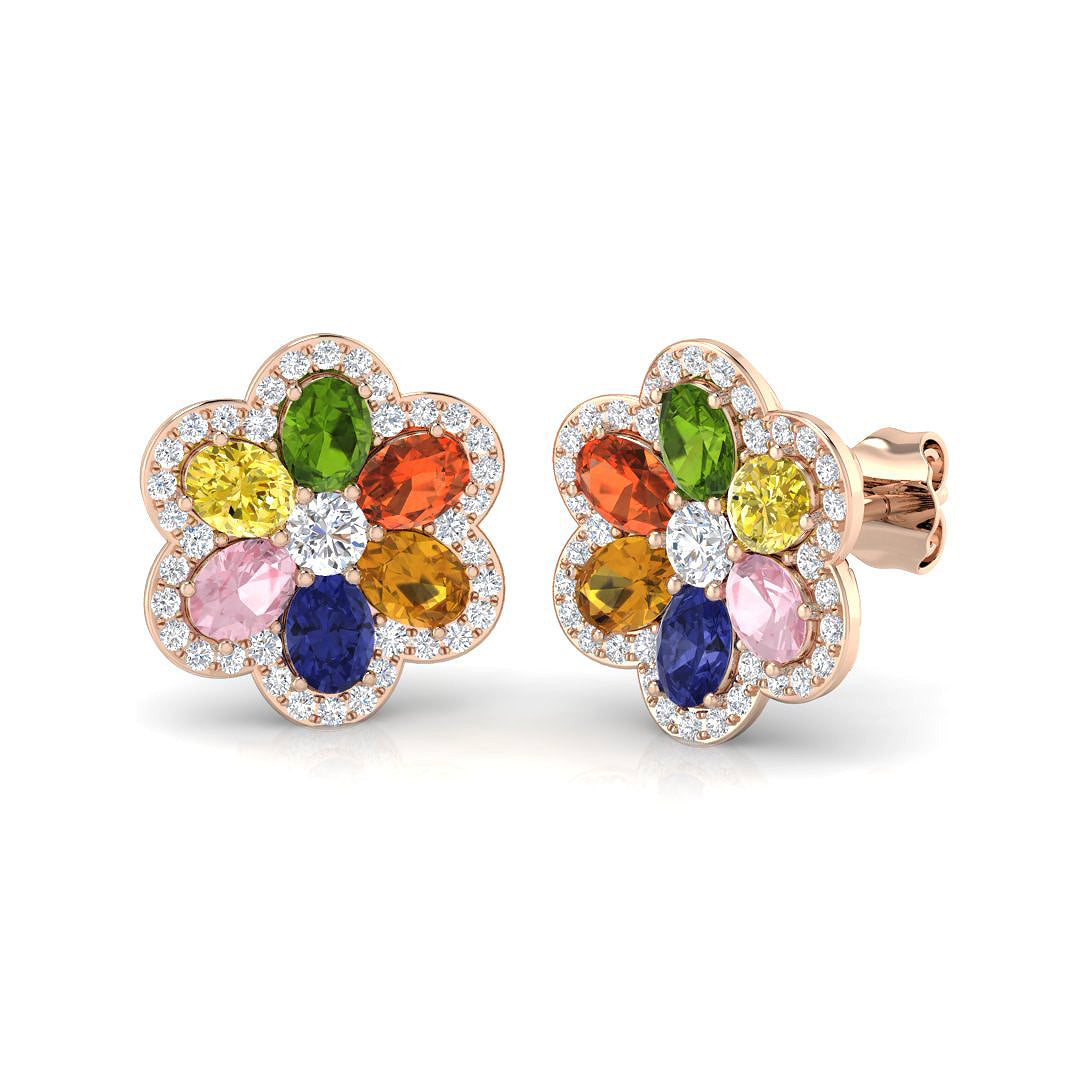 Oval Multi Sapphire Earrings
