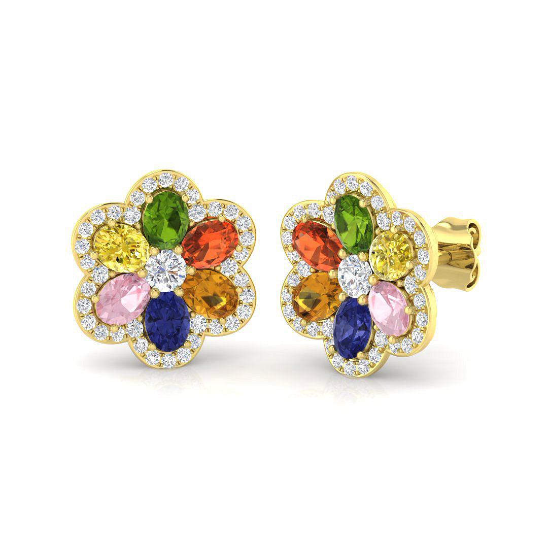 Oval Multi Sapphire Earrings
