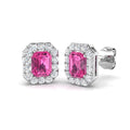 Emerald Cut Pink Sapphire Earrings
