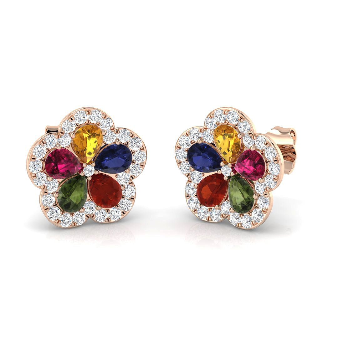 Pear Multi Sapphire Earrings