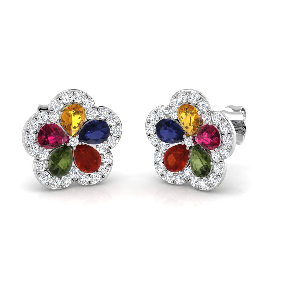 Pear Multi Sapphire Earrings