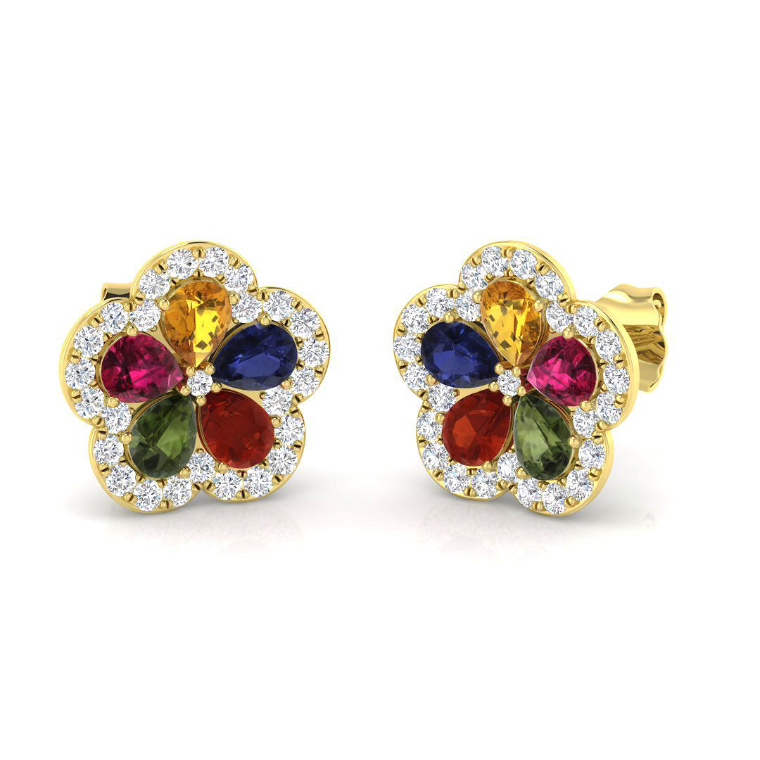 Pear Multi Sapphire Earrings