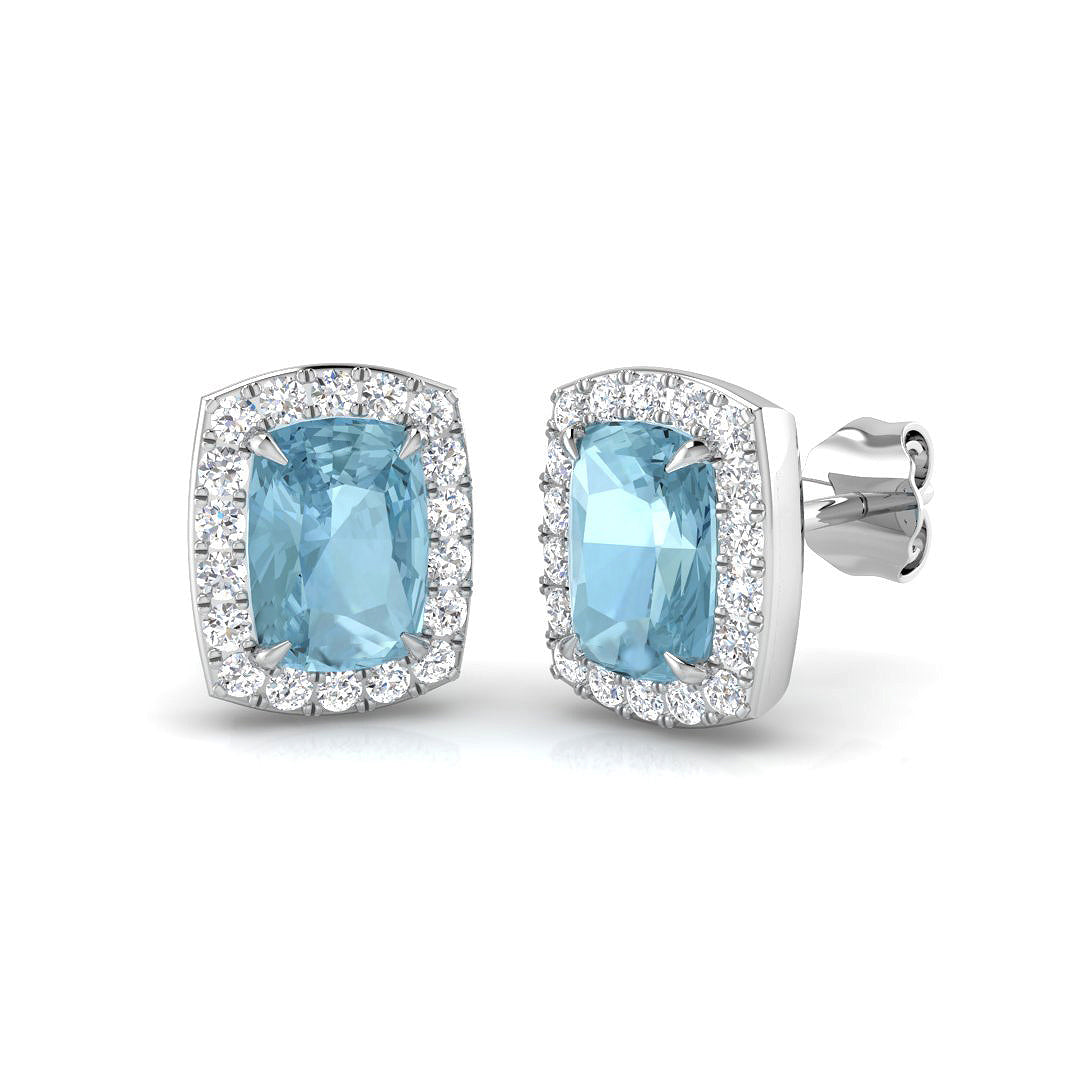 Cushion Aquamarine Earrings