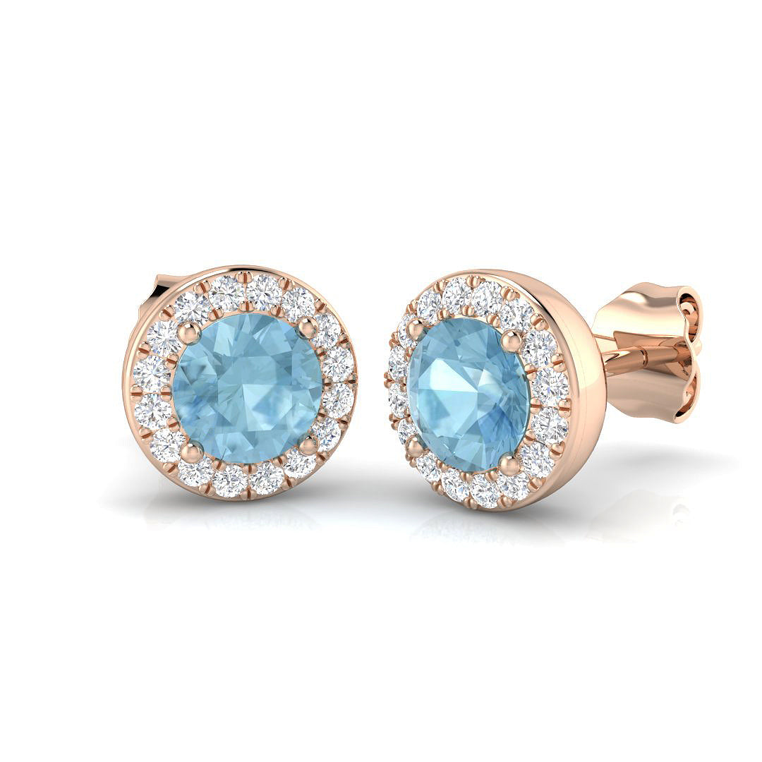 Round Aquamarine Earrings
