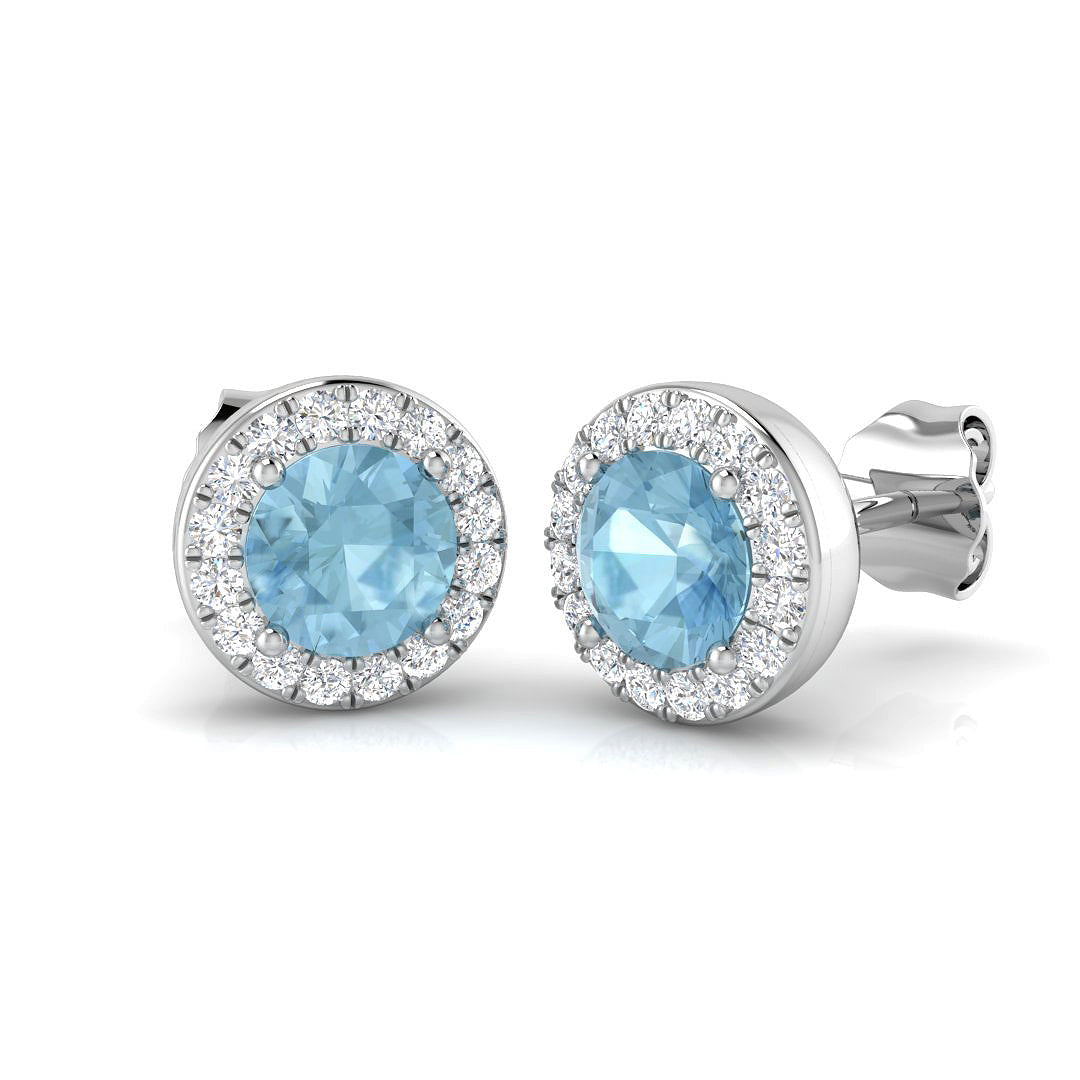 Round Aquamarine Earrings