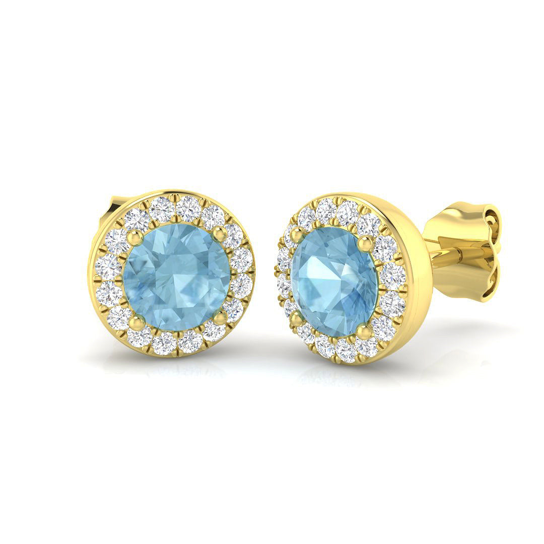 Round Aquamarine Earrings