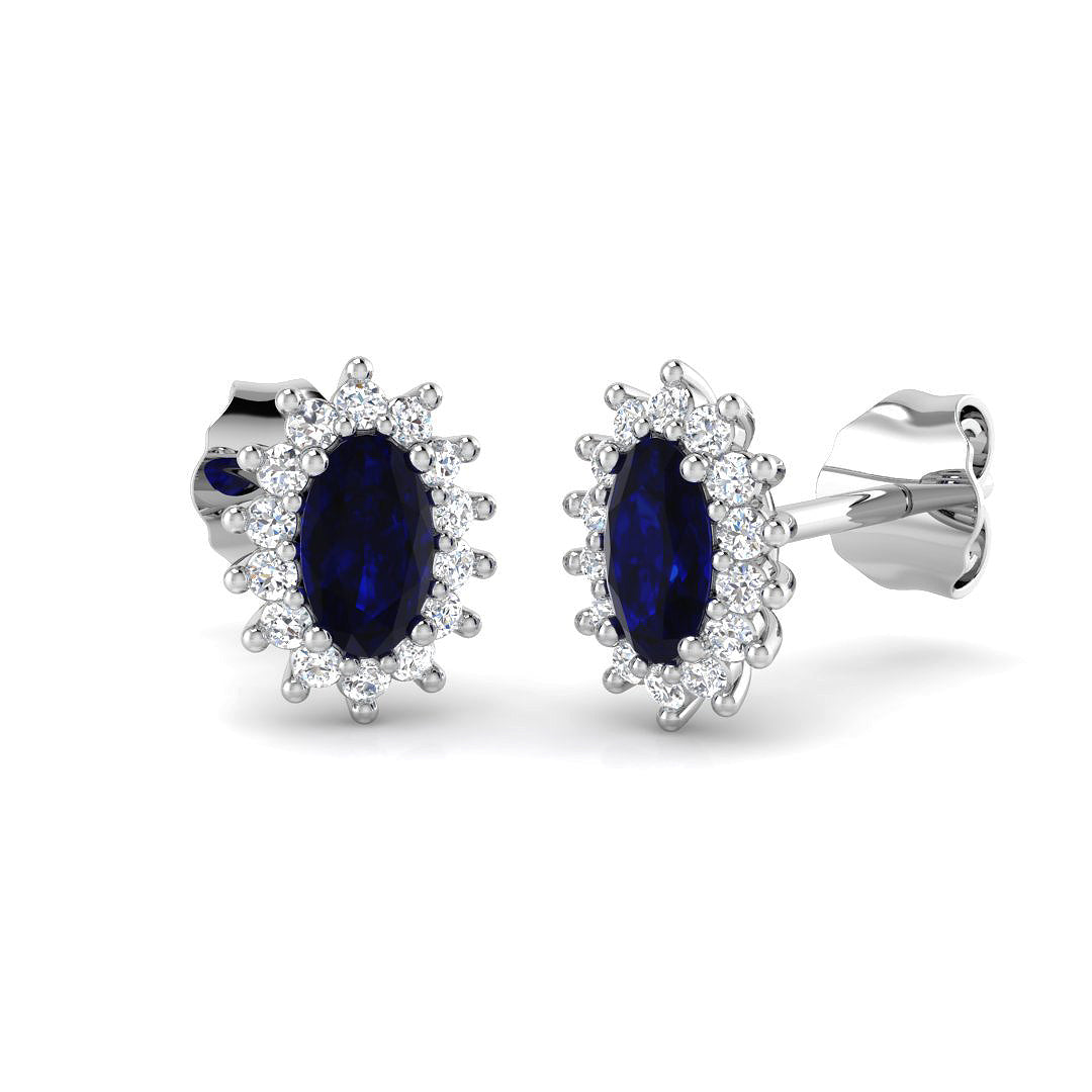 Oval Blue Sapphire Earrings