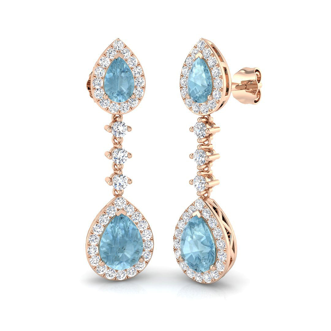 Pear Aquamarine Earrings