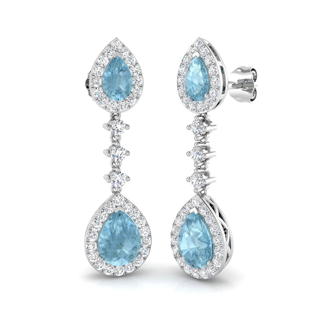 Pear Aquamarine Earrings