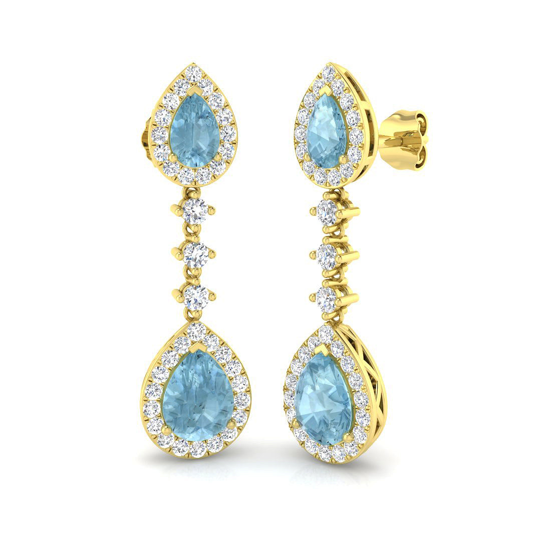 Pear Aquamarine Earrings