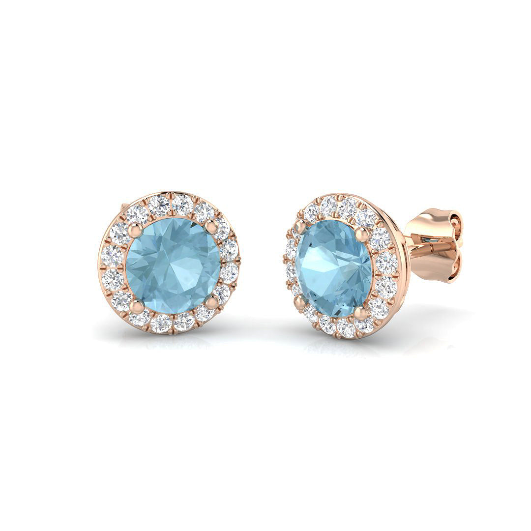 Round Aquamarine Earrings