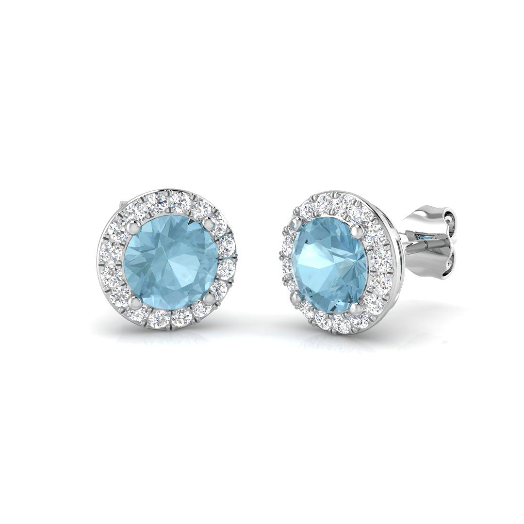 Round Aquamarine Earrings
