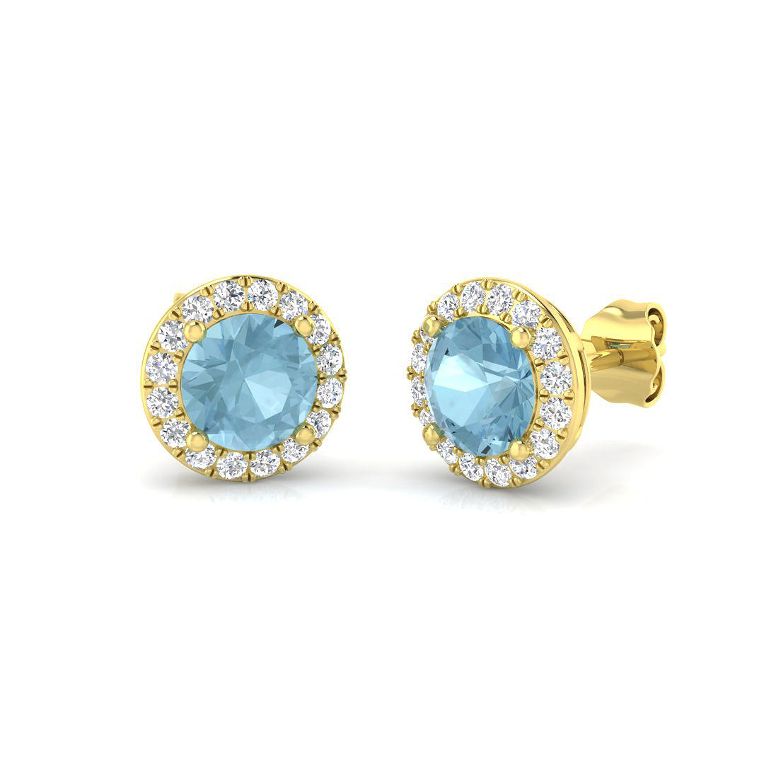 Round Aquamarine Earrings