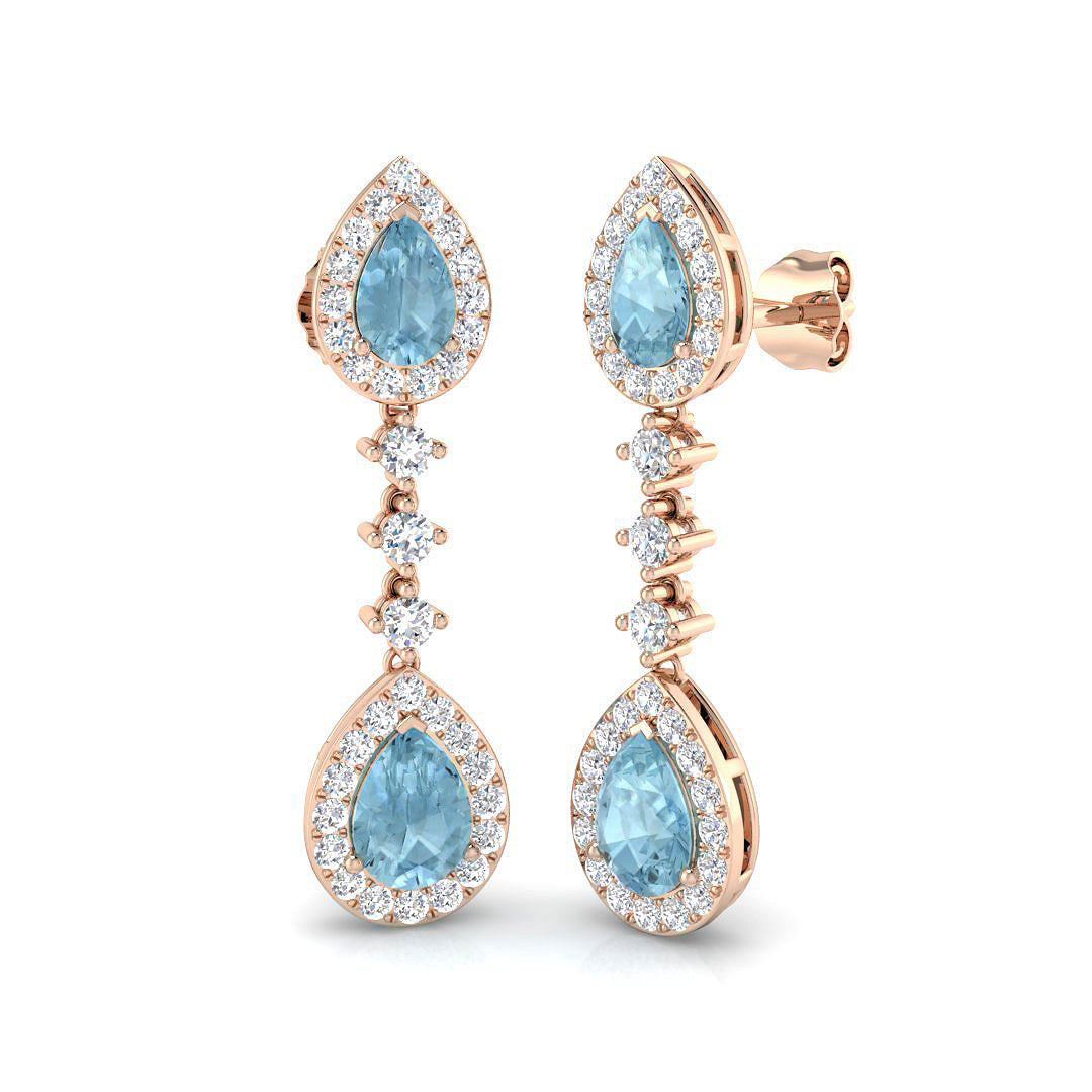 Pear Aquamarine Earrings