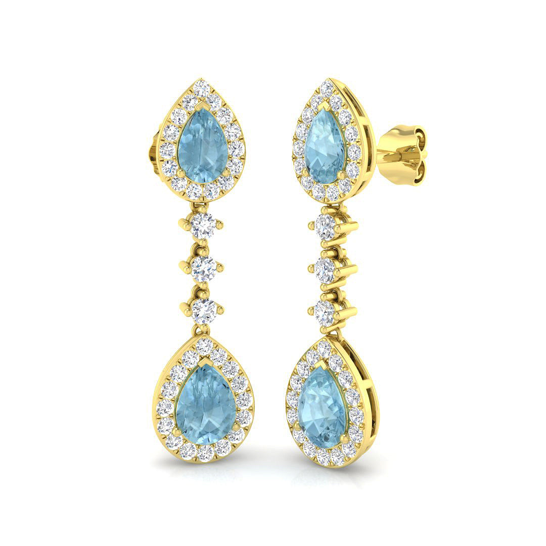 Pear Aquamarine Earrings
