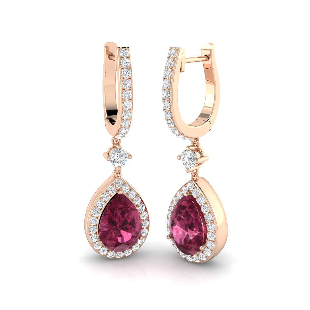 Pear Pink Tourmaline Earrings