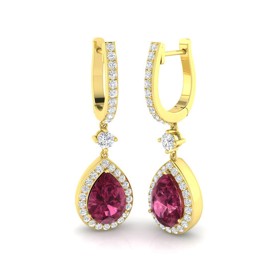 Pear Pink Tourmaline Earrings