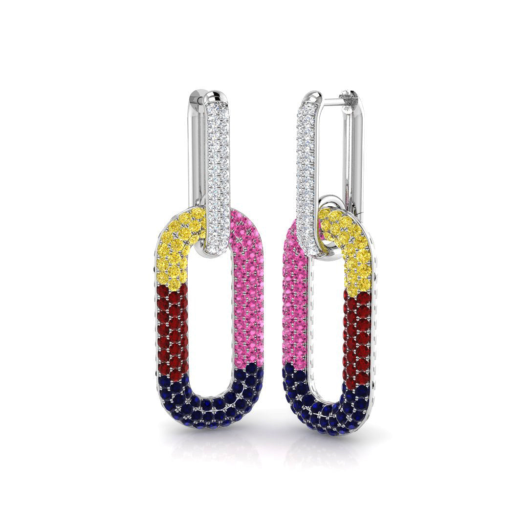 Round Multi Sapphire Earrings