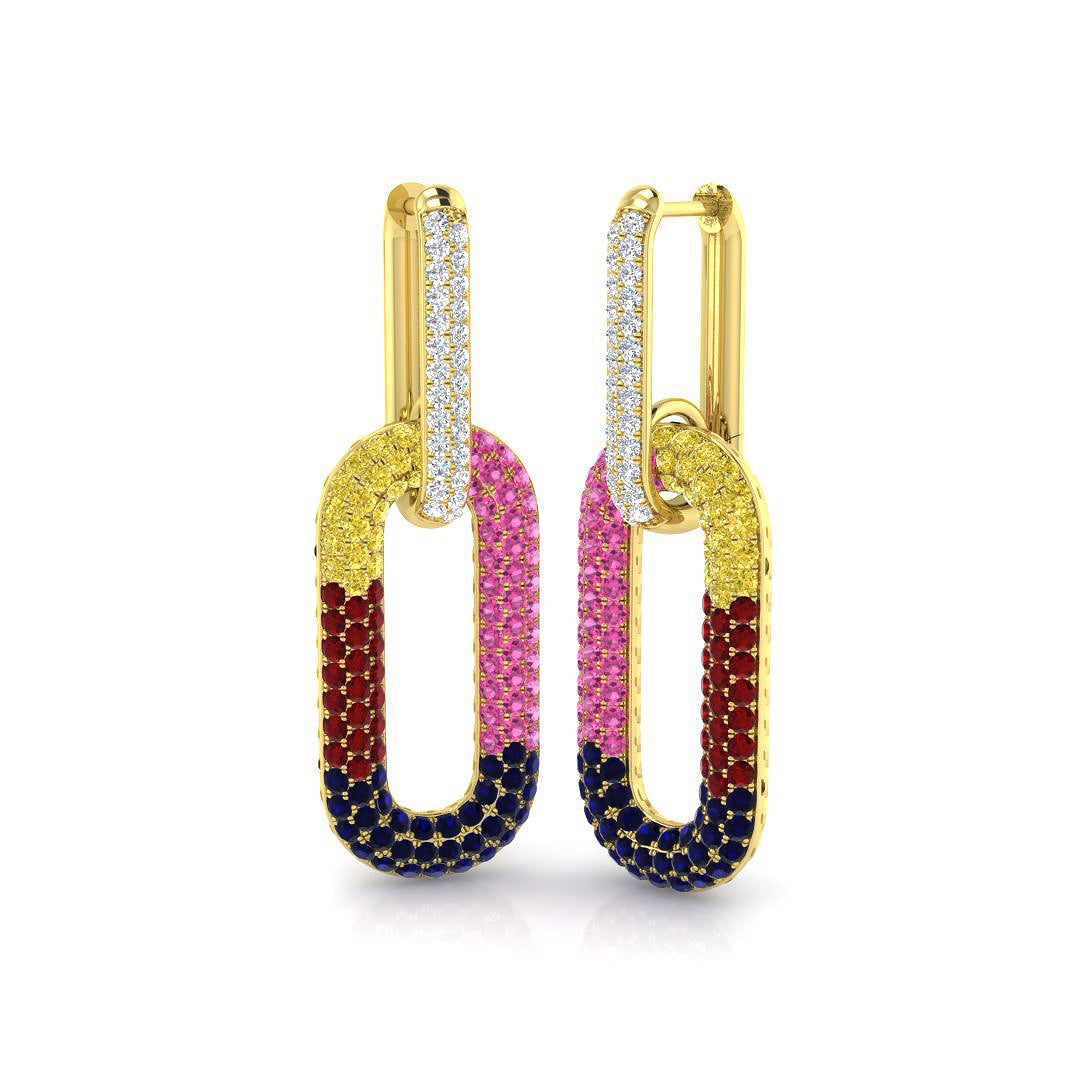 Round Multi Sapphire Earrings