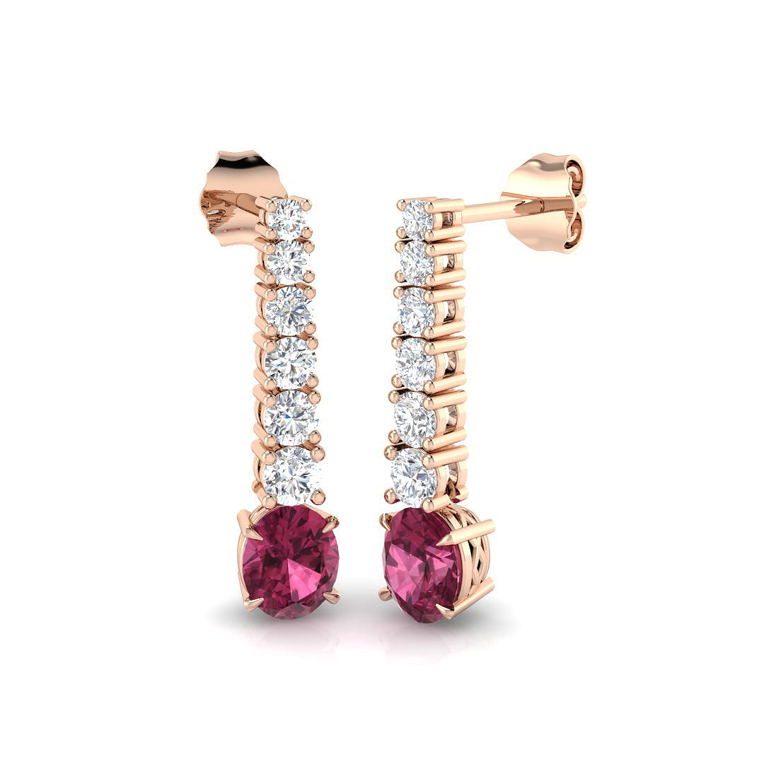 Oval Pink Tourmaline Earrings