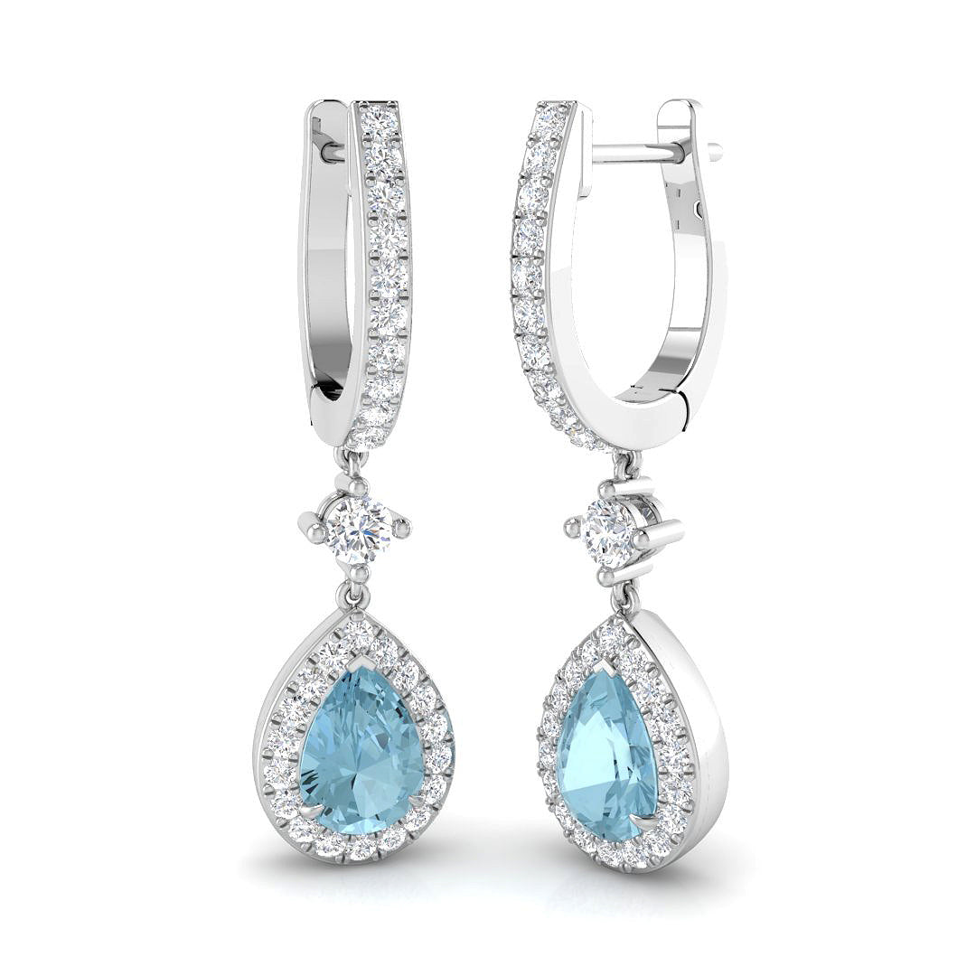Pear Aquamarine Earrings