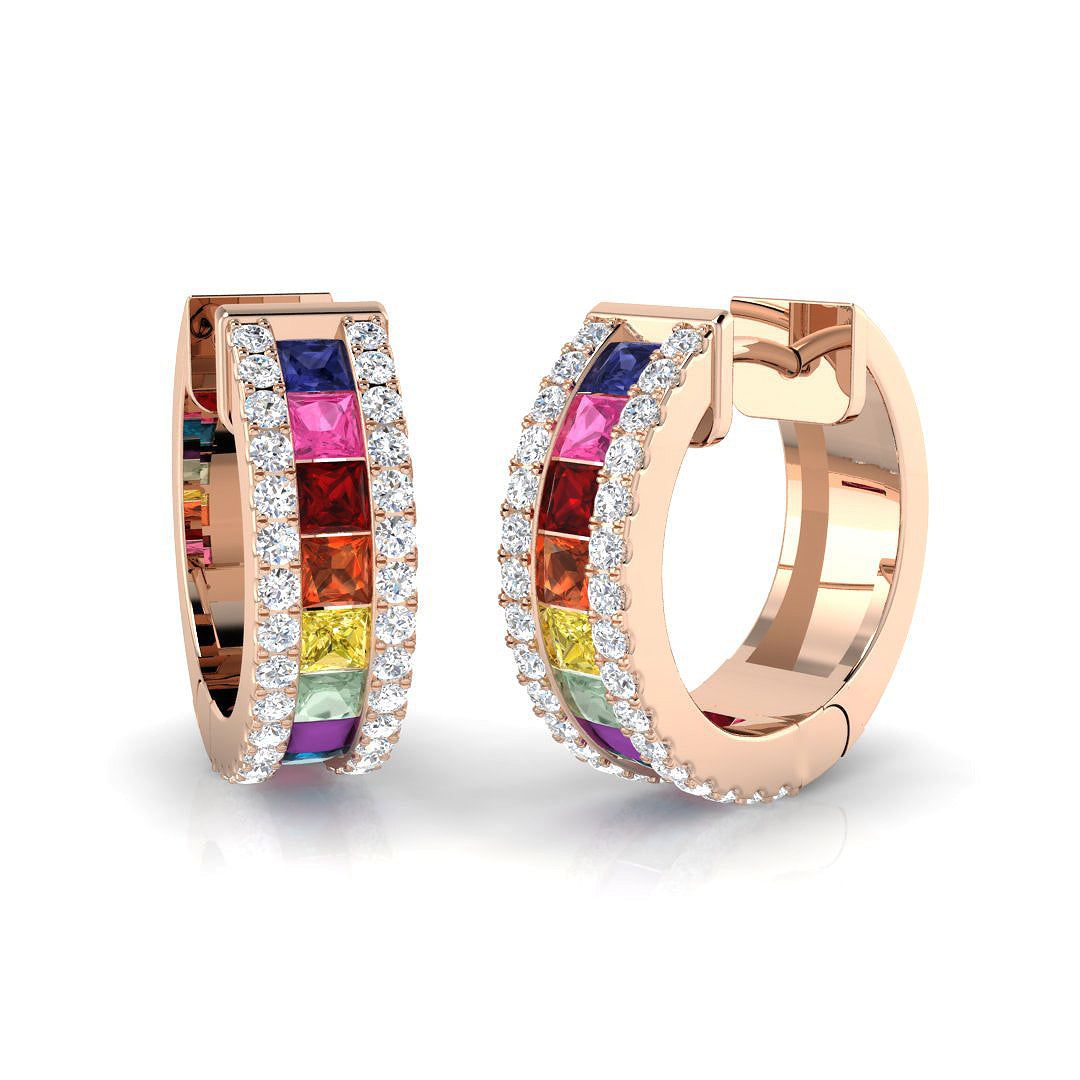 Princess Multi Sapphire Earrings