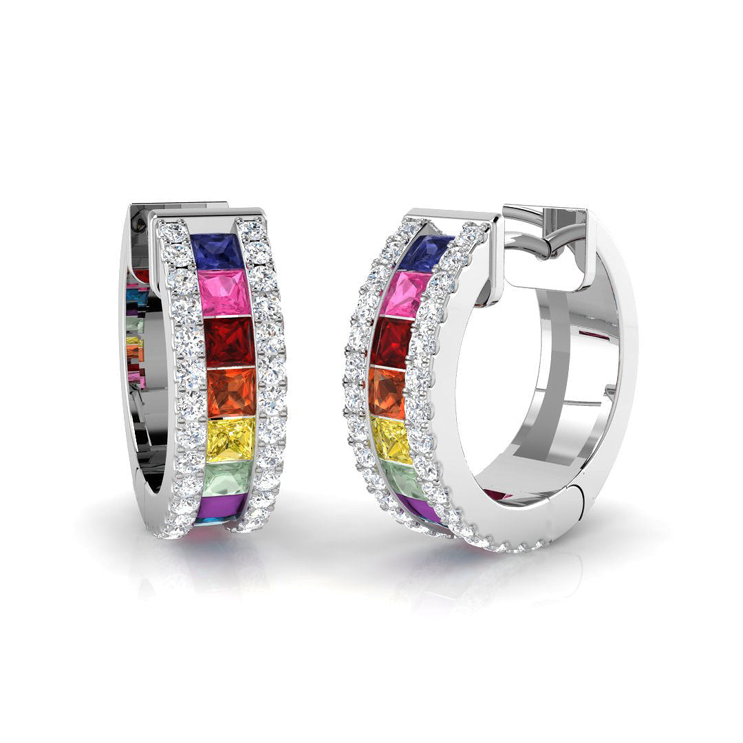 Princess Multi Sapphire Earrings