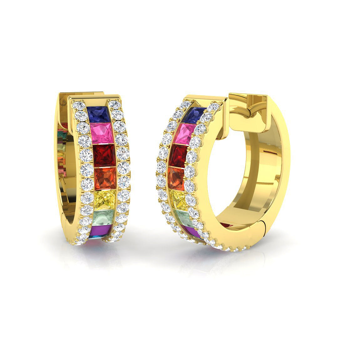 Princess Multi Sapphire Earrings