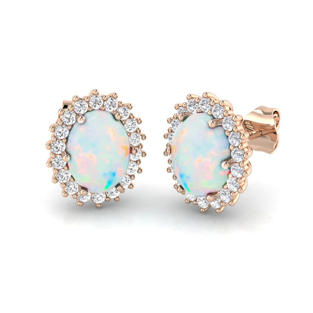 Oval Opal Earrings