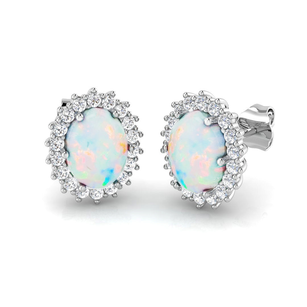 Oval Opal Earrings