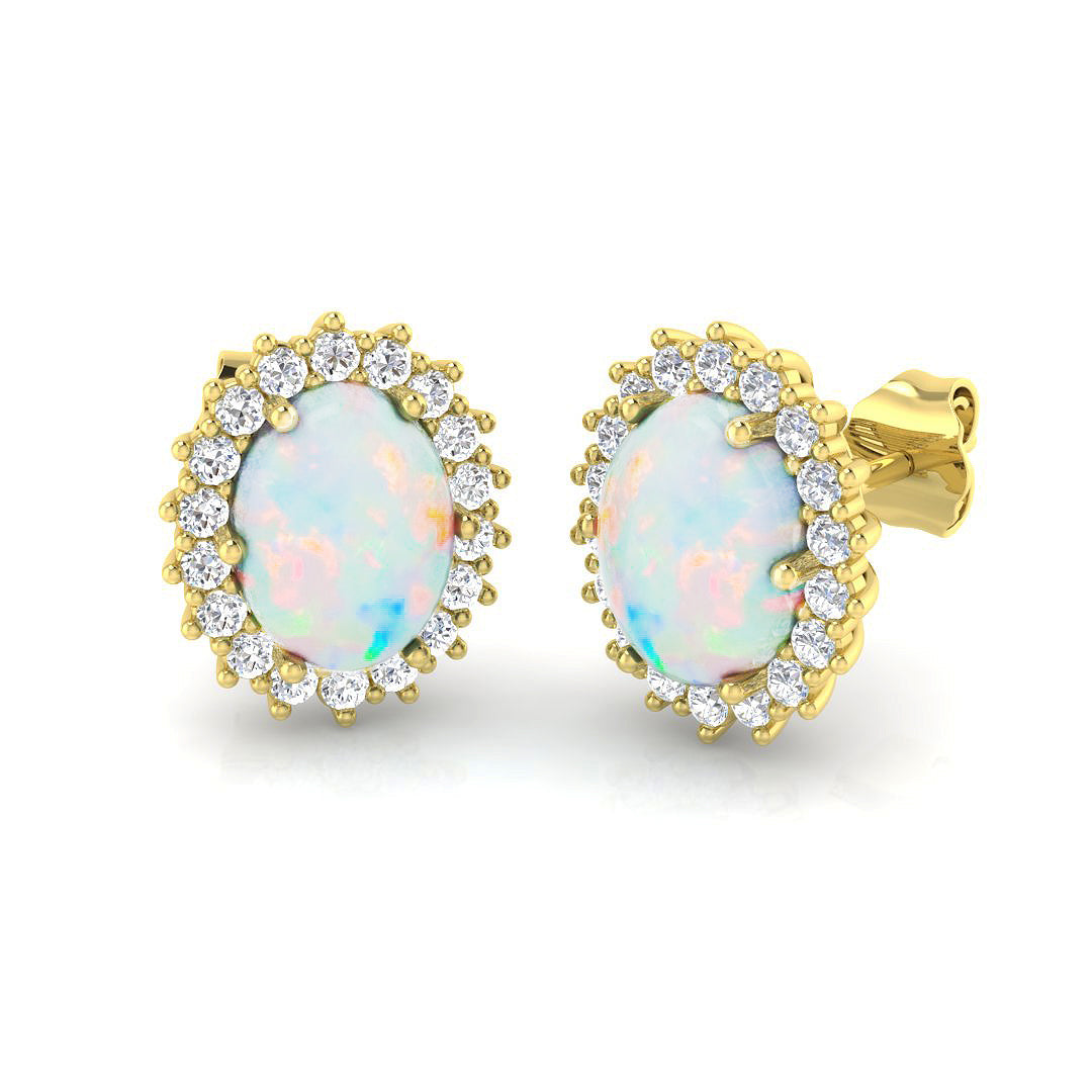 Oval Opal Earrings