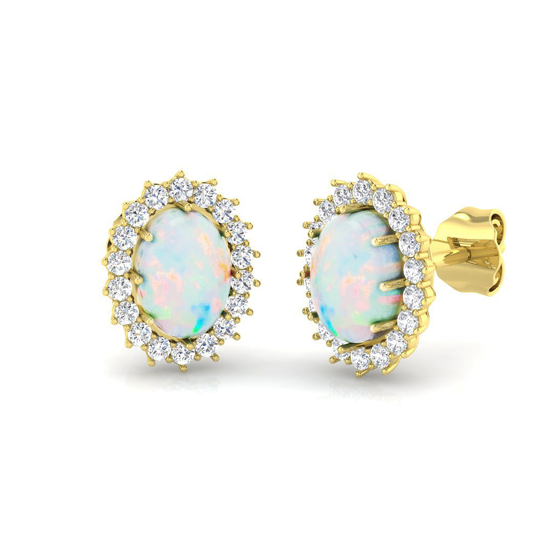 Oval Opal Earrings