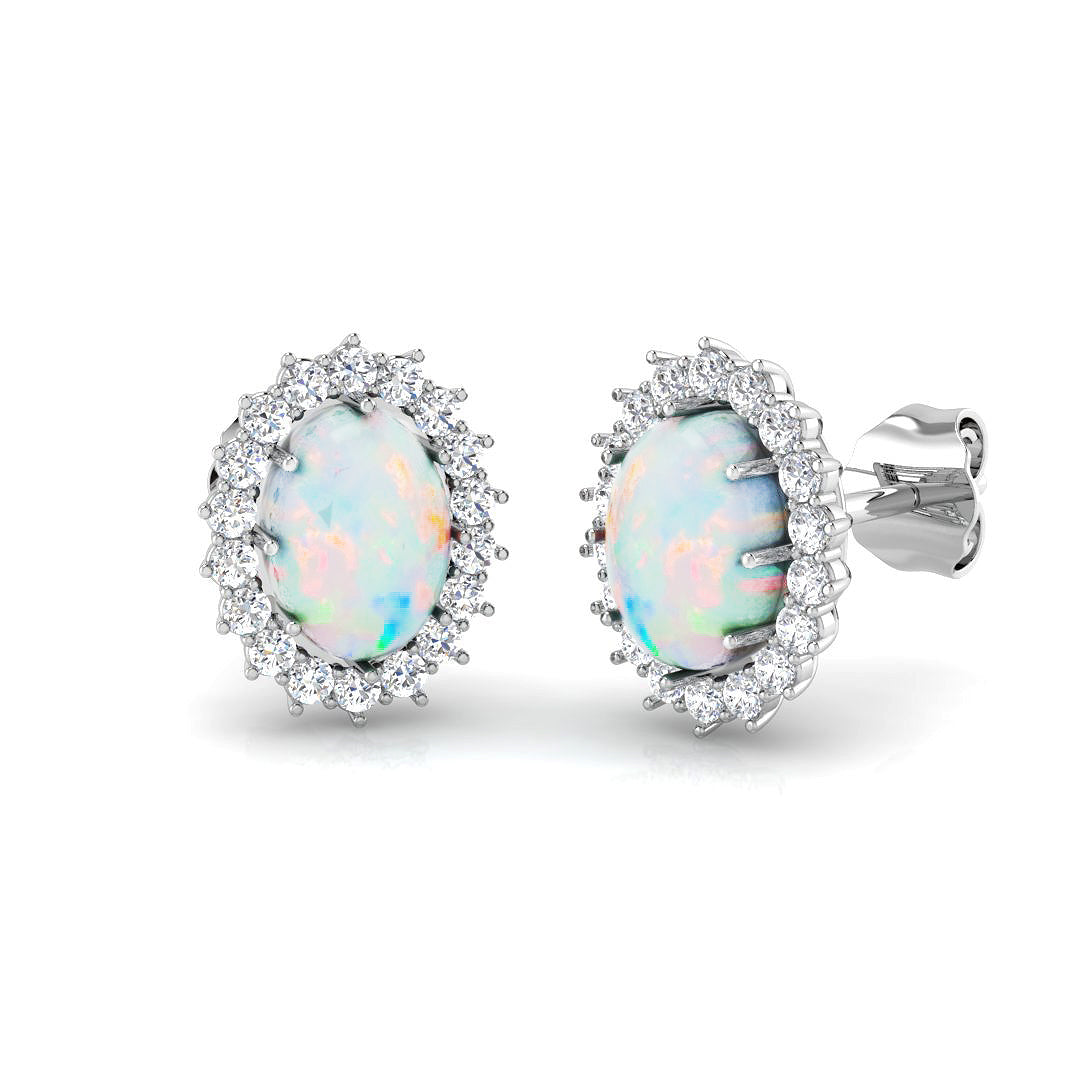 Oval Opal Earrings