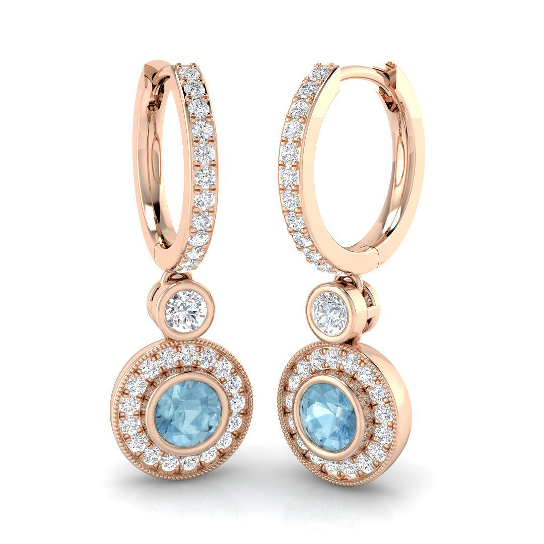 Round Aquamarine Earrings