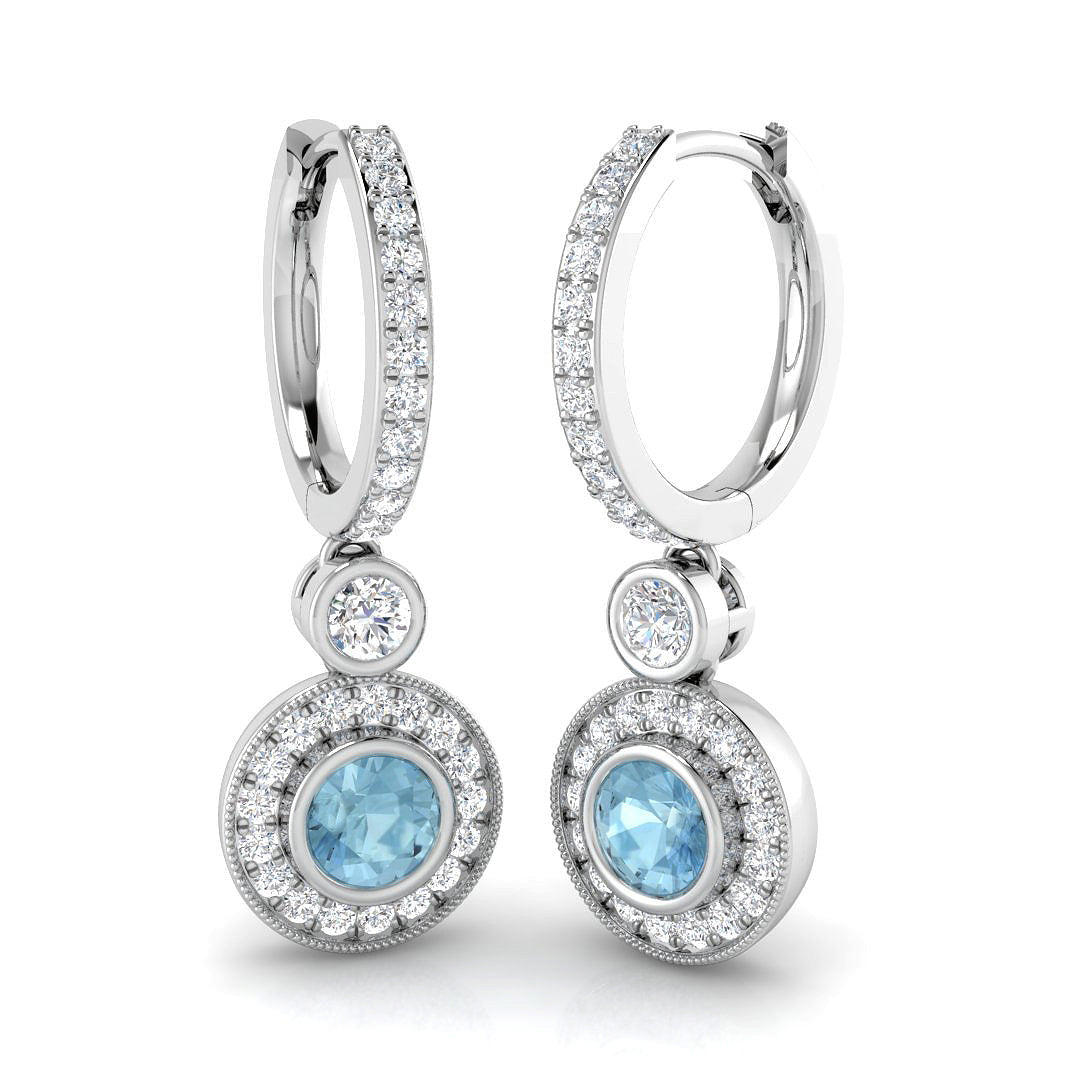 Round Aquamarine Earrings