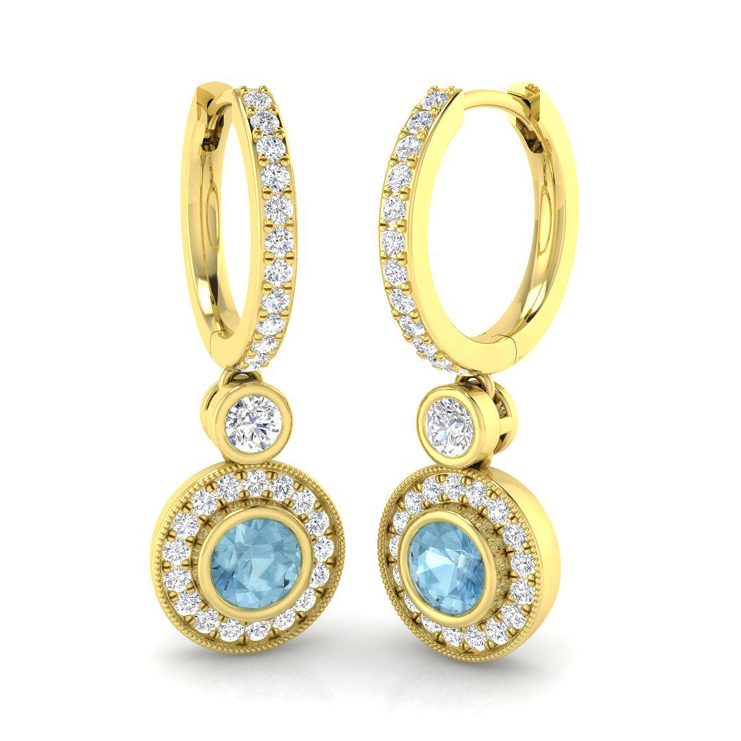 Round Aquamarine Earrings
