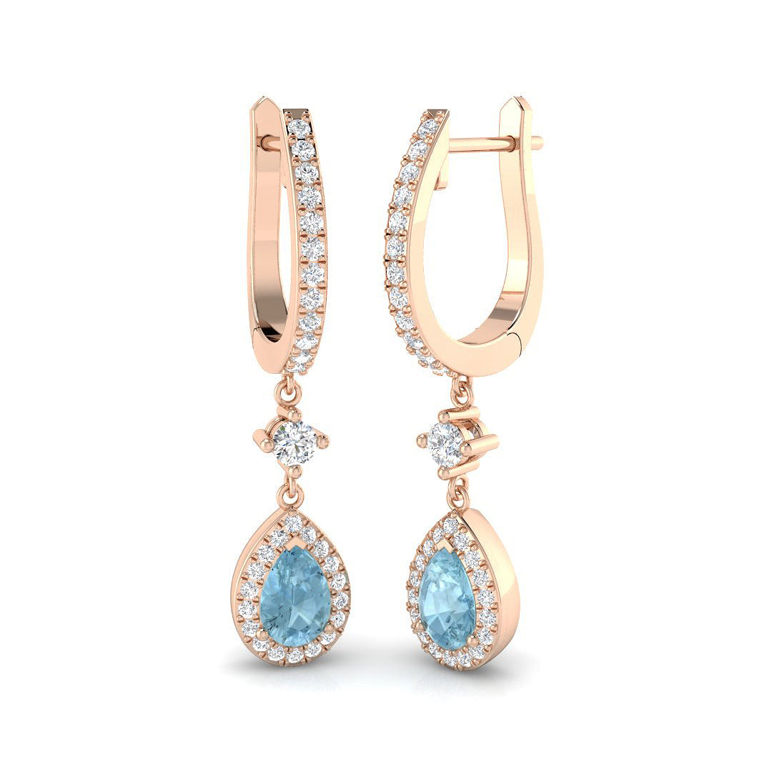 Pear Aquamarine Earrings