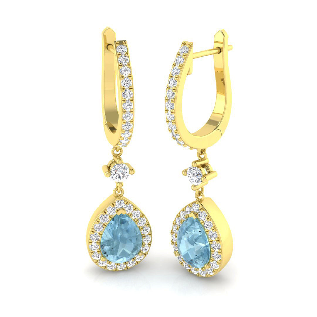 Pear Aquamarine Earrings