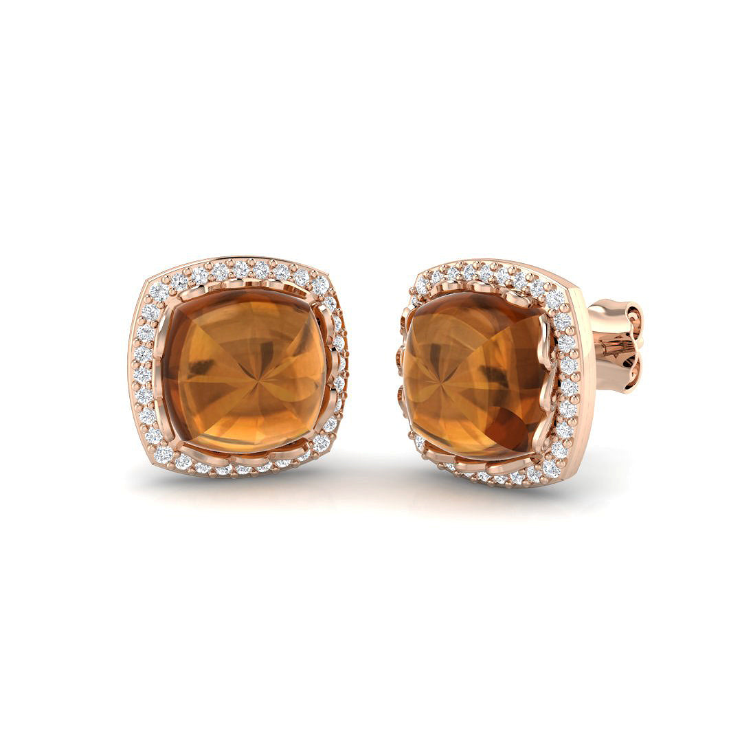Cushion Citrine Earrings