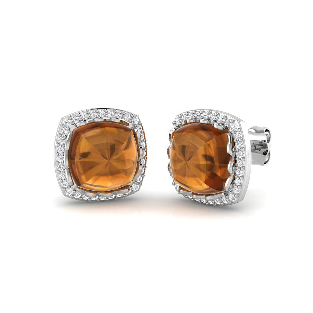 Cushion Citrine Earrings