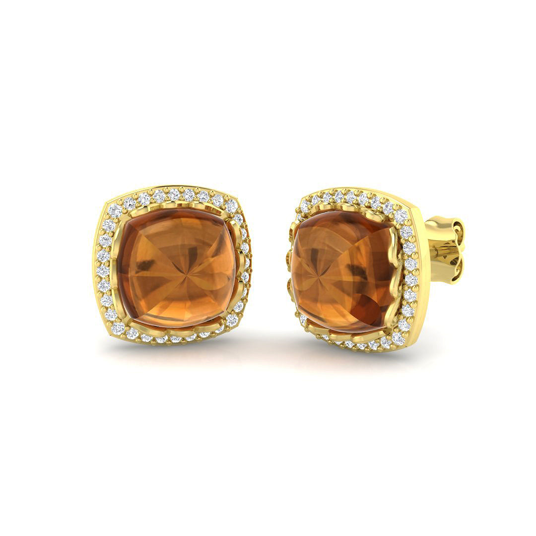 Cushion Citrine Earrings