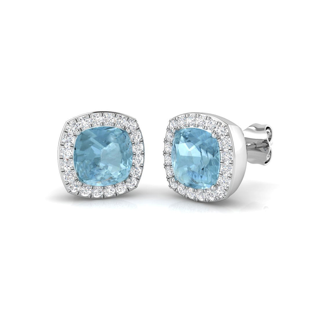 Cushion Aquamarine Earrings